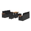 Pemberly Row 11 Pcs Poly Rattan Garden Sofa Set With Cushions in Black