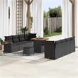 Pemberly Row 12 Pcs Poly Rattan Garden Sofa Set With Cushions in Black