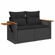 Pemberly Row 11 Pcs Poly Rattan Garden Sofa Set With Cushions in Black