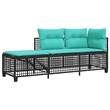 Pemberly Row 3-Piece PE Rattan Patio Sofa Set Adjustable Armrests in Black