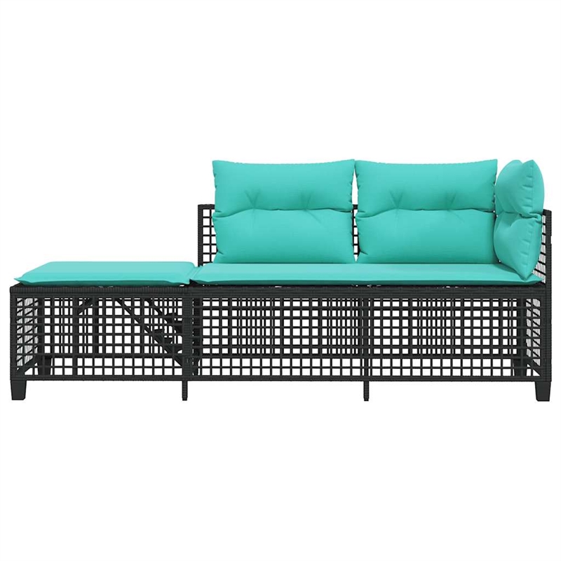 Pemberly Row 3-Piece PE Rattan Patio Sofa Set Adjustable Armrests in Black