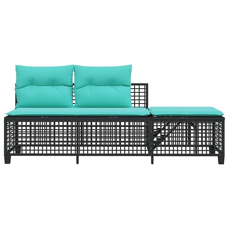 Pemberly Row 3-Piece PE Rattan Patio Sofa Set Adjustable Armrests in Black