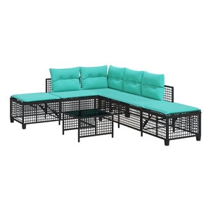 Pemberly Row 3-Piece PE Rattan Patio Sofa Set Adjustable Armrests in Black