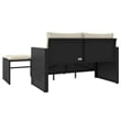 Pemberly Row 2-Seater PE Rattan Garden Sofa Set Adjustable Feet in Black