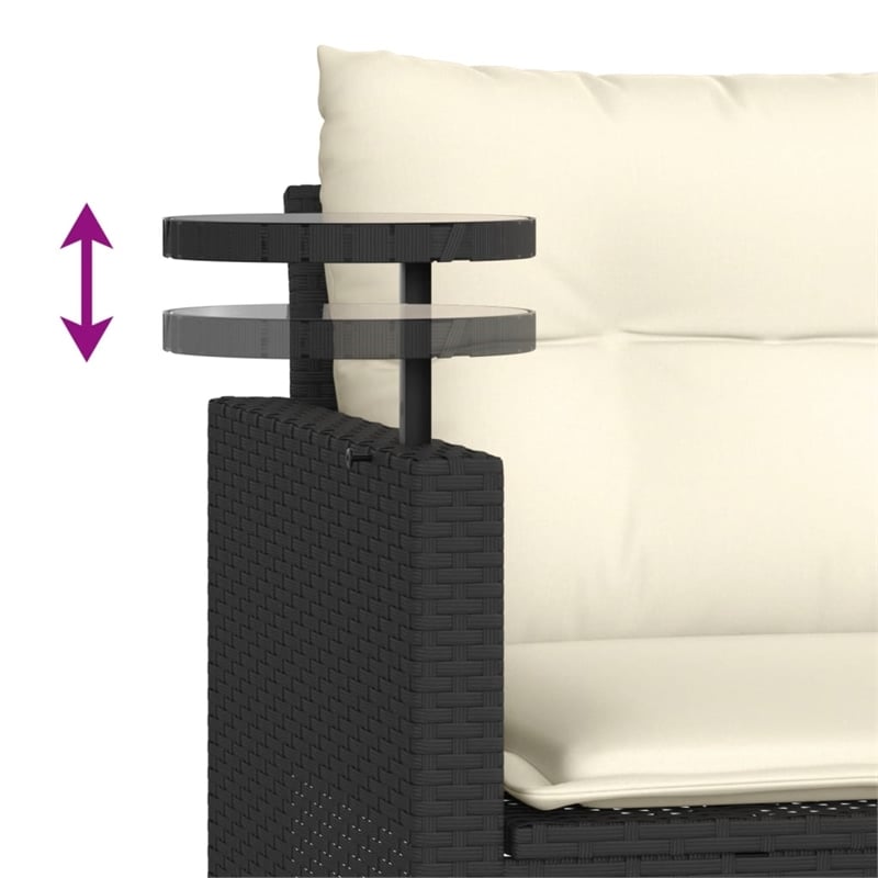 Pemberly Row 2-Seater PE Rattan Garden Sofa Set Adjustable Feet in Black