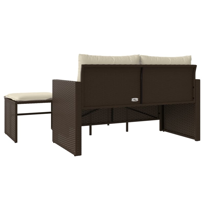 Pemberly Row Contemporary Garden Sofa Set in Brown And Cream