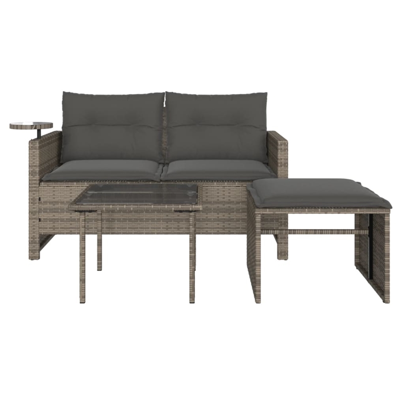 Pemberly Row Synthetic Poly Rattan Garden Sofa Set in Powder-coated Gray