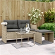 Pemberly Row Medium Modular PE Rattan Garden Sofa Set in Light Gray