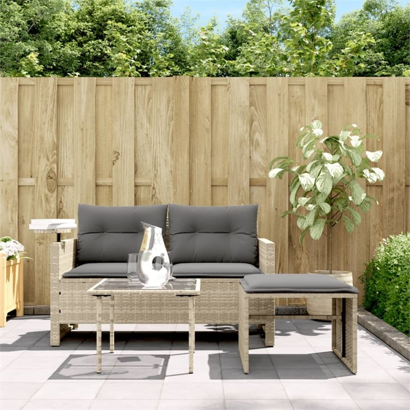 Pemberly Row Medium Modular PE Rattan Garden Sofa Set in Light Gray