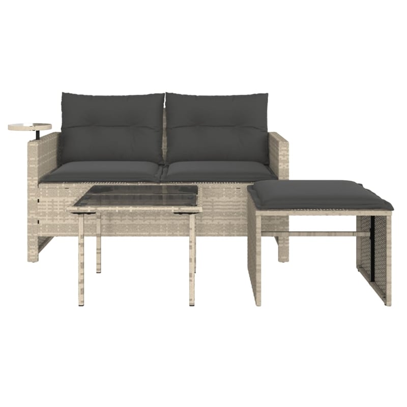Pemberly Row Medium Modular PE Rattan Garden Sofa Set in Light Gray