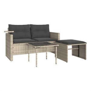 Pemberly Row Medium Modular PE Rattan Garden Sofa Set in Light Gray