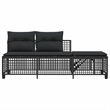 Pemberly Row Rattan Powder-Coated Steel & Tempered Glass Garden Sofa Set - Black
