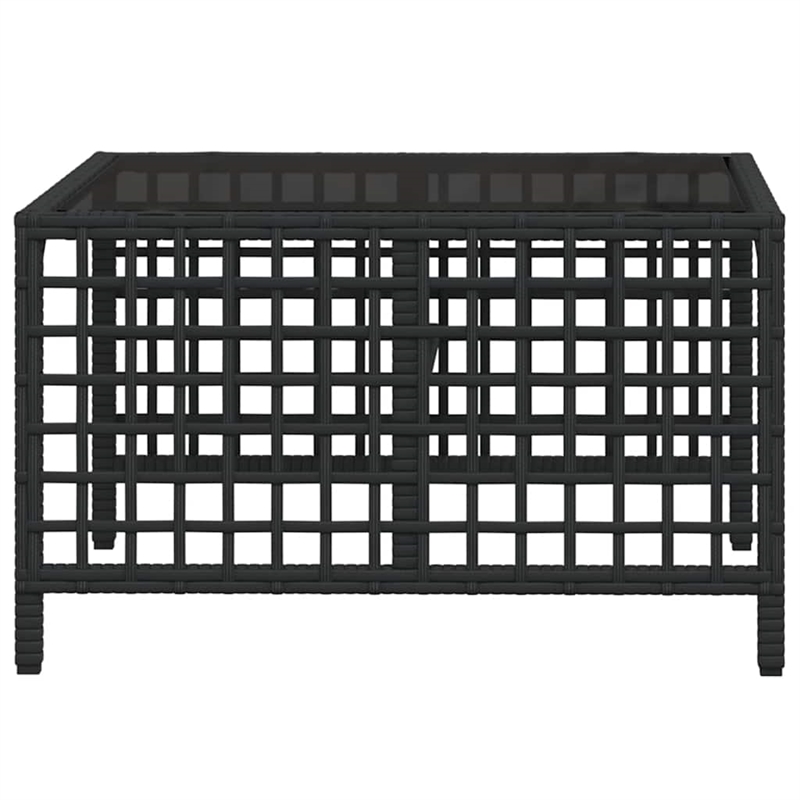 Pemberly Row Rattan Powder-Coated Steel & Tempered Glass Garden Sofa Set - Black