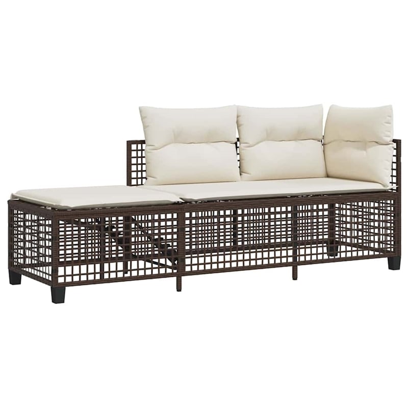 Pemberly Row 3-Piece PE Rattan Garden Sofa Set Adjustable Armrests in Brown
