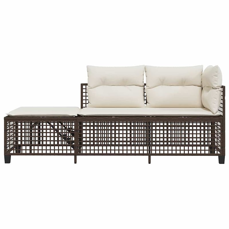 Pemberly Row 3-Piece PE Rattan Garden Sofa Set Adjustable Armrests in Brown