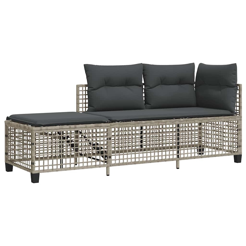 Pemberly Row Synthetic Poly Rattan Garden Sofa Set in Light Gray