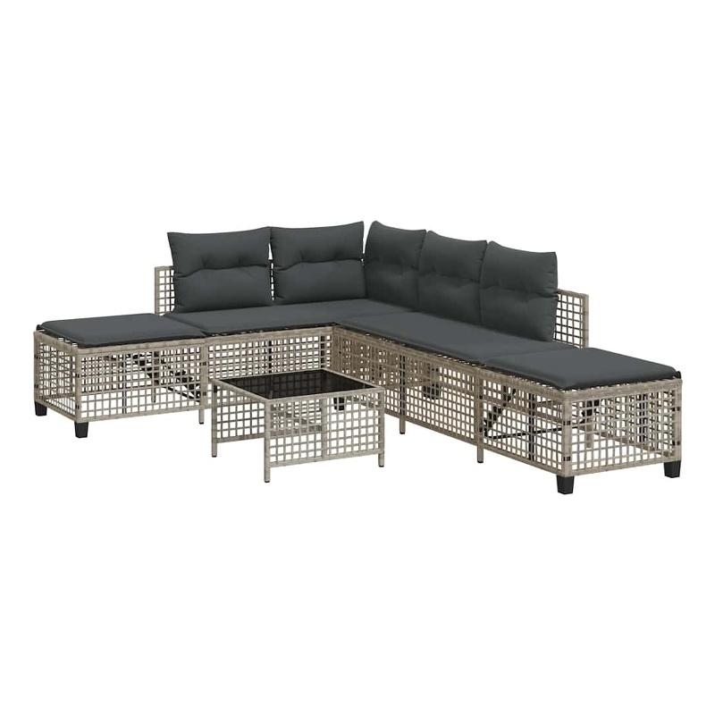 Pemberly Row Synthetic Poly Rattan Garden Sofa Set in Light Gray