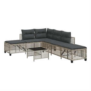 Pemberly Row Synthetic Poly Rattan Garden Sofa Set in Light Gray