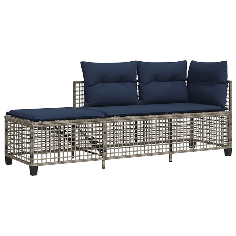 Pemberly Row Synthetic Poly Rattan Patio Sofa Set in Powder-coated Gray