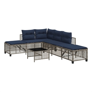 Pemberly Row Synthetic Poly Rattan Patio Sofa Set in Powder-coated Gray