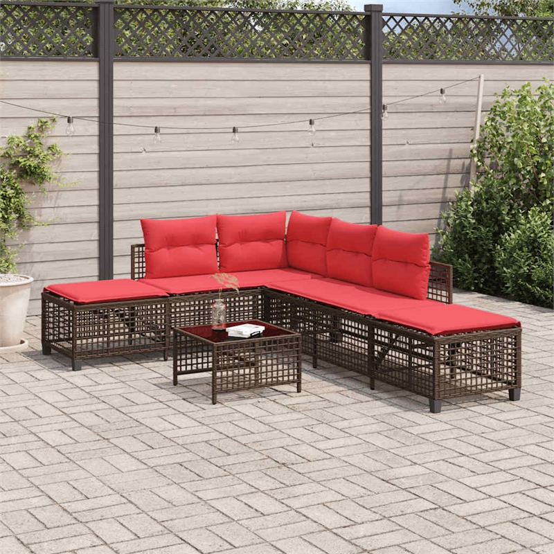 Pemberly Row Synthetic Poly Rattan Patio Sofa Set in Powder-coated Brown