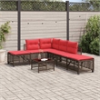 Pemberly Row Synthetic Poly Rattan Patio Sofa Set in Powder-coated Brown