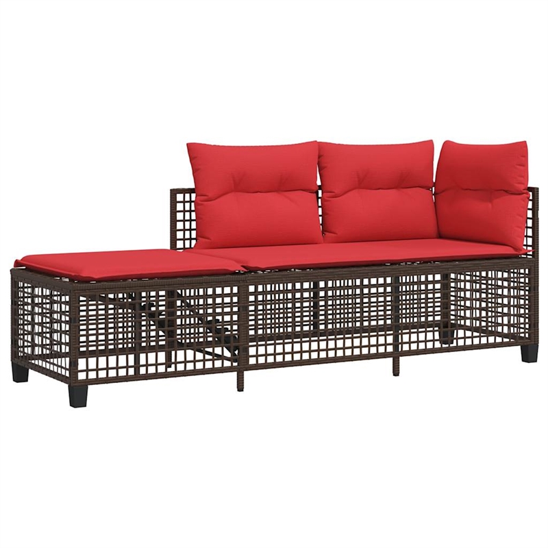 Pemberly Row Synthetic Poly Rattan Patio Sofa Set in Powder-coated Brown