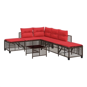 Pemberly Row Synthetic Poly Rattan Patio Sofa Set in Powder-coated Brown