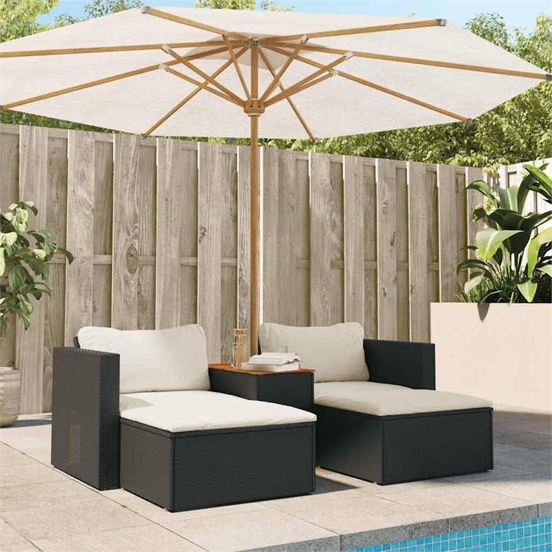 Pemberly Row Contemporary Garden Sofa Set in Black & Cream/White