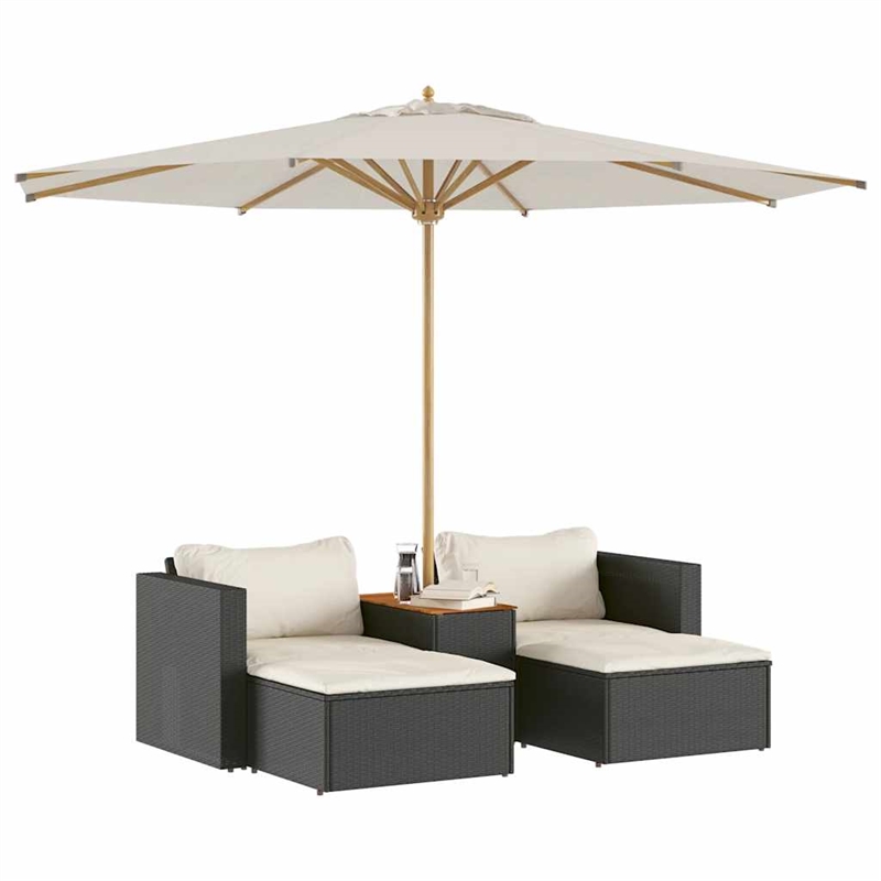 Pemberly Row Contemporary Garden Sofa Set in Black & Cream/White