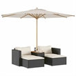 Pemberly Row Contemporary Garden Sofa Set in Black & Cream/White