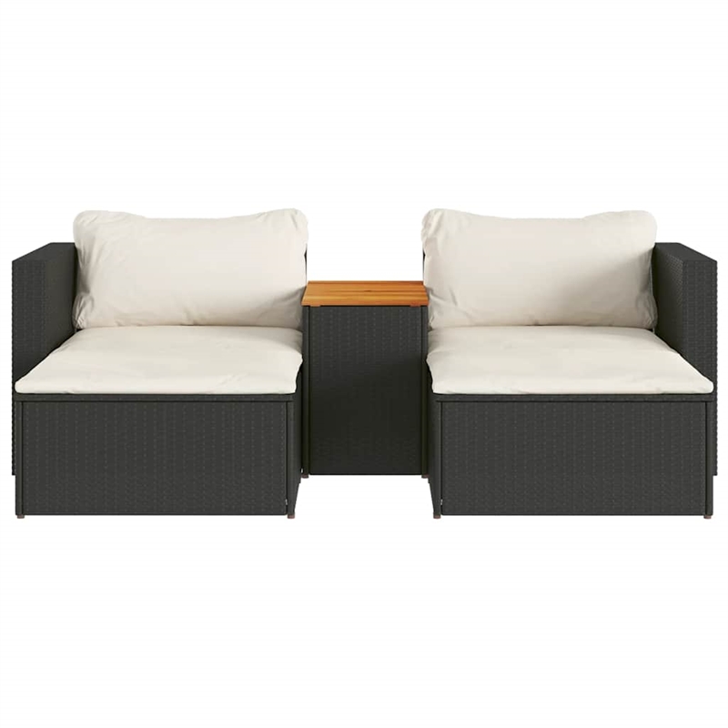 Pemberly Row Contemporary Garden Sofa Set in Black & Cream/White