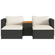 Pemberly Row Contemporary Garden Sofa Set in Black & Cream/White