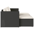 Pemberly Row Contemporary Garden Sofa Set in Black & Cream/White