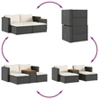 Pemberly Row Contemporary Garden Sofa Set in Black & Cream/White