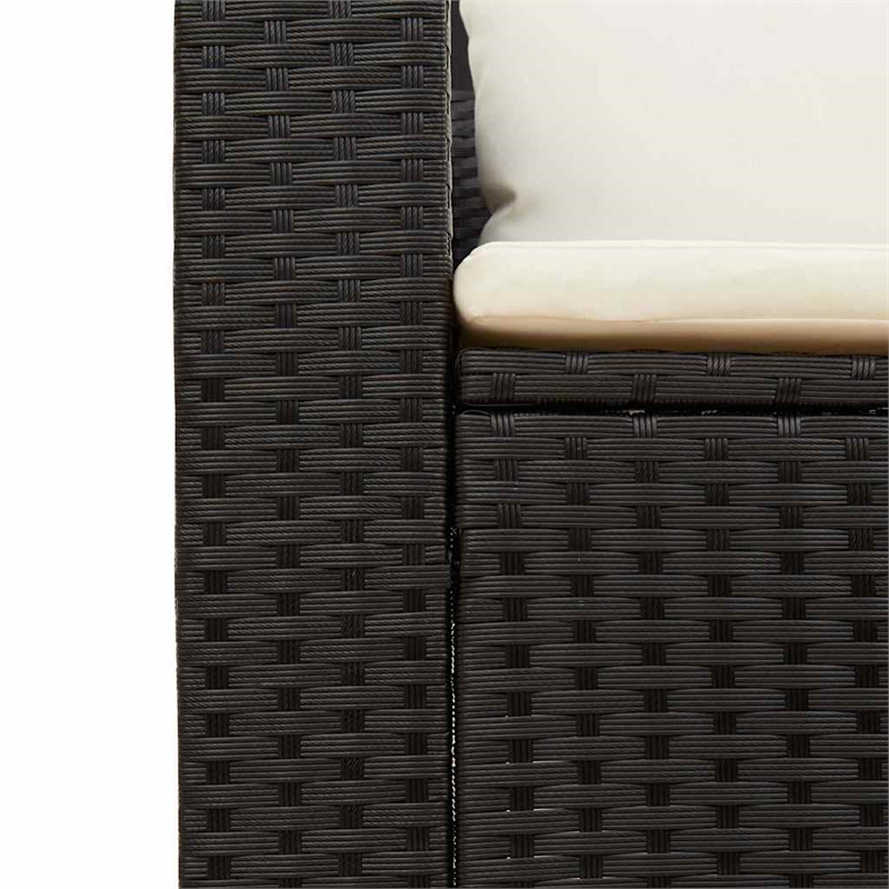 Pemberly Row Contemporary Garden Sofa Set in Black & Cream/White