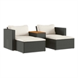 Pemberly Row Contemporary Garden Sofa Set in Black & Cream/White