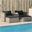 Pemberly Row Contemporary Modular PE Rattan Garden Sofa Set in Gray