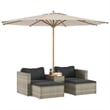 Pemberly Row Contemporary Modular PE Rattan Garden Sofa Set in Gray