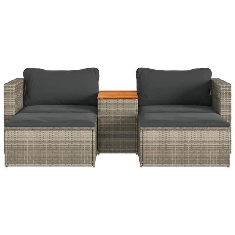 Pemberly Row Contemporary Modular PE Rattan Garden Sofa Set in Gray