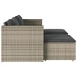 Pemberly Row Contemporary Modular PE Rattan Garden Sofa Set in Gray