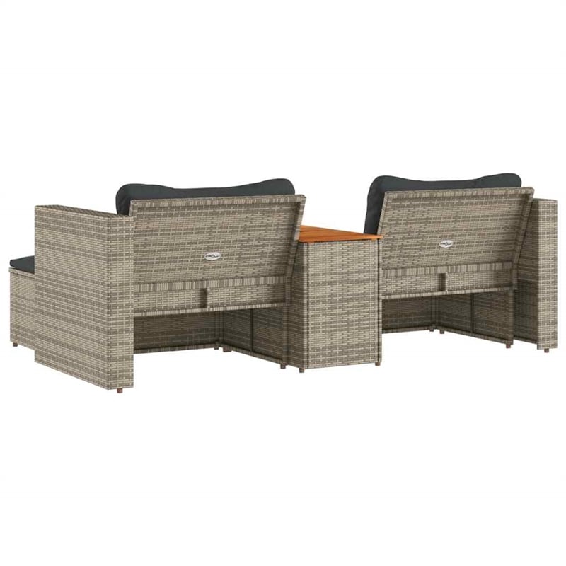 Pemberly Row Contemporary Modular PE Rattan Garden Sofa Set in Gray