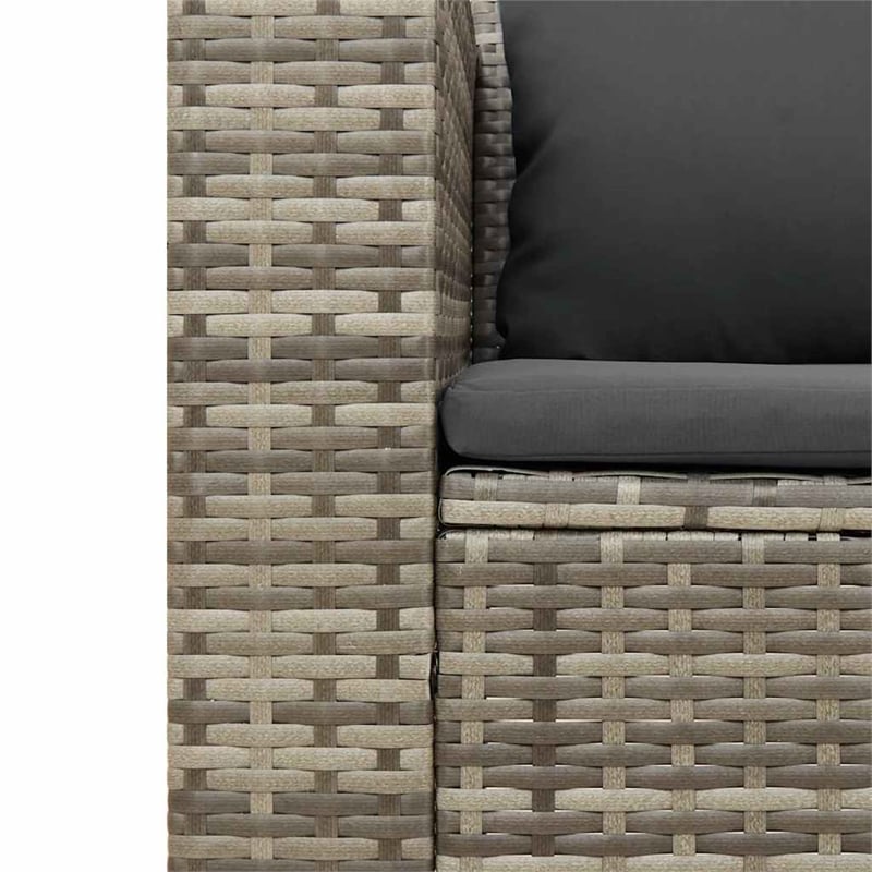 Pemberly Row Contemporary Modular PE Rattan Garden Sofa Set in Gray