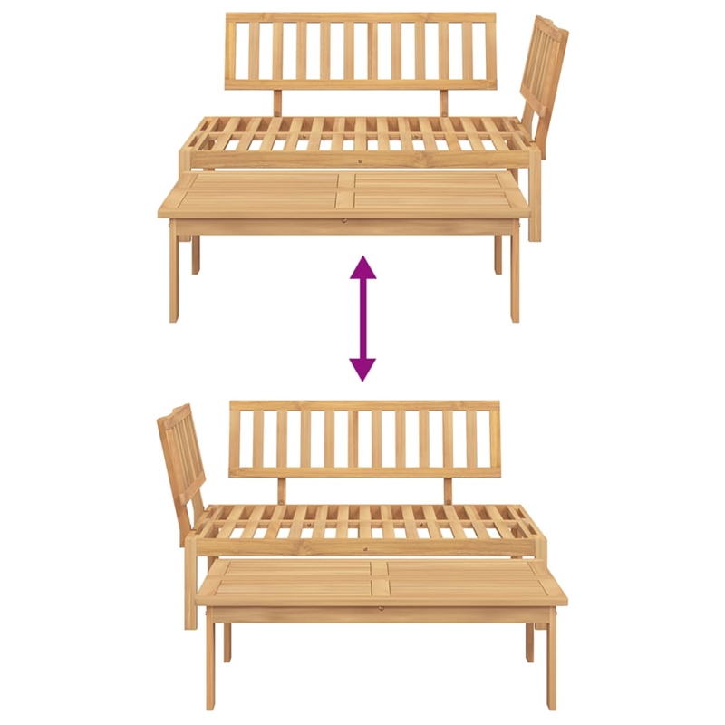 Pemberly Row Solid Acacia Wood Pallet Sofa Set in Natural Wood
