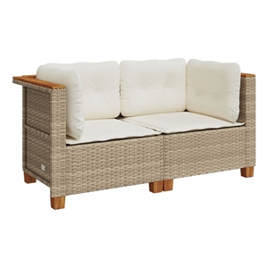 Pemberly Row 2-Piece Medium Modular PE Rattan Garden Sofa Set in Beige