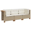 Pemberly Row Contemporary 3-Piece Garden Sofa Set in Beige And Cream