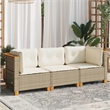 Pemberly Row Contemporary 3-Piece Garden Sofa Set in Beige And Cream