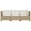 Pemberly Row Contemporary 3-Piece Garden Sofa Set in Beige And Cream