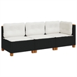 Pemberly Row 3-Piece Large Modular PE Rattan Garden Sofa Set in Black