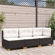 Pemberly Row 3-Piece Large Modular PE Rattan Garden Sofa Set in Black